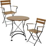 Sunnydaze Basic European Chestnut Wood 3-Piece Bistro Table and Chairs Set