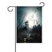 POPCreation Scary House Halloween Night Garden Flag Pumpkin Full Moon Bats Outdoor Flag Home Party 28x40 inches