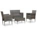 Dcenta 4 Piece Patio Lounge Set Cushined 2-Seater Sofa with 2 Armchair and Coffee Table Conversation Set Poly Rattan Outdoor Sectional Sofa Set for Garden Balcony Lawn Yard Deck