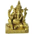 Four Armed Seated Ganesha - Brass Statue