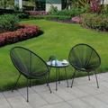 DUKAP Sassio 3 Piece Conversation Patio Set in Black