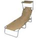 Andoer Folding Sun Lounger with Canopy Steel Taupe