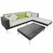 Anself 4 Piece Outdoor Conversation Set Cushioned 2 Corner Sofa with Ottoman and Coffee Table Sectional Sofa Set Black Poly Rattan Garden Patio Pool Backyard Balcony Lawn Furniture