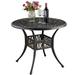 SMILE MART Outdoor 35.5 in x 35.5 in x 29.5 in Round Aluminum Bistro Table Antique Bronze