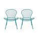 Kreighton Modern Outdoor Iron Club Chair Set of 2 Matte Teal