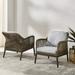 Crosley Furniture Haven 2Pc Outdoor Wicker Armchair Set in Gray & Brown