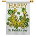 Breeze Decor H102062-BO 28 x 40 in. Lucky Shamrocks House Flag with Spring St. Patrick Double-Sided Decorative Vertical Flags Decoration Banner Garden Yard Gift