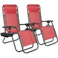 Vineego Zero Gravity Chair Camp Reclining Lounge Chairs Outdoor Lounge Patio Chair with Adjustable Pillow 2 Pack (Red)