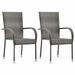 Andoer Stackable Outdoor Chairs 2 pcs Gray Poly Rattan