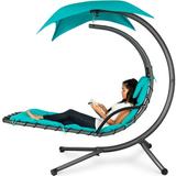 Best Choice Products Hanging Curved Chaise Lounge Chair Swing for Backyard Patio w/ Pillow Shade Stand - Teal
