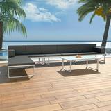 Anself 5 Piece Conversation Set Cushioned 2-Seater Left and Right Sofa with Single Sofa Coffee Table Ottoman Aluminum Sectional Garden Set for Backyard Balcony Terrace Furniture