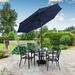 MF Studio 9ft Patio Umbrella with 8 Sturdy Ribs with Push Button Tilt/Crank Outdoor Market Table Umbrellas Navy Blue