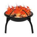 Fire Pit for Outside Premium Round Steel Fire Pit w/Flame-Retardant Lid Outdoor Metal Fire Pit with Poker Multifunctional Heater/Grill/Ice Pit for Backyard Patio Garden BBQ Grill SS1069
