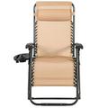 Topbuy Oversized Zero Gravity Lounge Chair Folding Recliner w/ Cup Holder & Pillow Beige
