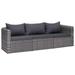 3 Piece Patio Sofa Set with Cushions Gray Poly Rattan