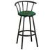 The Furniture King Bar Stool 29 Tall Black Metal Finish with an Outdoor Adventure Themed Decal (Fishing Green - Green)