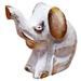 Stoneage Arts Inc 5 x 4 White and Gold Sitting Elephant Handmade Statue