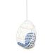 Noble House Los Alamitos Wicker Hanging Chair (NO STAND) in White and Blue