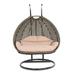 Luxury 2 Person Wicker Swing Chair with Stand and Cushion Outdoor Hanging Chair Perfect for Patio Deck Backyard House(Latte Color).