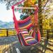 Hammock Chair Hanging Rope Swing Hammock Chair Swing Seat with 2 Soft Seat Cushions Large Hanging Swing Chair 250 Lbs Weight Capacity Perfect for Indoor Outdoor Bedroom or Tree B4069