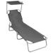 Andoer Folding Sun Lounger with Canopy Grey Aluminium