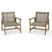 Christopher Knight Home Hampton Outdoor Mid-Century Wicker Club Chairs with Acacia Wood Frame 2-Pcs Set Natural Stained / Grey