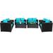 Gymax 8PCS Rattan Patio Conversation Set Outdoor Furniture Set w/ Turquoise Cushions