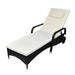 Dcenta Outdoor Patio Chaise Lounge Chair Backrest Adjustable Black Poly Rattan Sun Lounger Bed with Wheels and Cushion Recliner Chair Pool Deck Backyard Garden Furniture