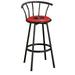 The Furniture King Bar Stool 29 Tall Black Metal Finish with an Outdoor Adventure Themed Decal (Fishing Black - Red)