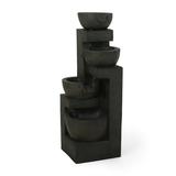 Annecy Outdoor 3-Tier Stacked Bowl Fountain Dark Gray