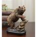 Grizzly Bear Climbing On River Rock Statue 6.25 Tall Bronze Electroplated Resin