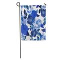 KDAGR Green Pattern Abstract Watercolor Hand Blue Flowers and Leafs Floral Garden Flag Decorative Flag House Banner 12x18 inch