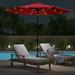 Abble 9 Feet Crank & Tilt Lighted Patio Umbrella-Red