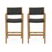 Noble House Angel Outdoor Bar Stool - Teak/Black 2 Pack