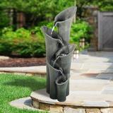 5-Tier Outdoor Water Fountains with LED Lights 40 High Waterfalls Outdoor Water Feature for Garden Yard Patio Deck Home