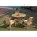 Grade-A Teak Dining Set: 3 Seater 4 Pc: 52 Round Table And 3 Wave Stacking Arm Chairs Outdoor Patio WholesaleTeak #WMDSWVm