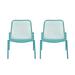 Noble House Bucknell Outdoor Modern Dining Chair in Matte Teal (Set of 2)