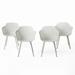 Noble House Lotus Plastic Patio Dining Arm Chair in White (Set of 4)