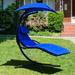 Gymax Patio Hammock Swing Chair Hanging Chaise w/ Cushion Pillow Canopy Navy