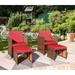 Vineego 4 Pieces Patio Furniture Set PE Wicker Rattan Cushioned Chairs with Ottomans(Red)