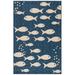 SAFAVIEH Courtyard Trena Fish Print Indoor/Outdoor Area Rug 9 x 12 Navy/Beige