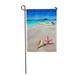 LADDKE Blue Sand Beach Starfish and Seashell with Tropical Boat in Turquoise Sea Red Co Garden Flag Decorative Flag House Banner 12x18 inch