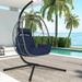 Hanging Egg Chair Patio Wicker Swing Egg Chair with Stand Steel Frame Hanging Chair with Soft Cushion and Pillow for Home Bedroom Patio Balcony 350-pound Weight Capacity