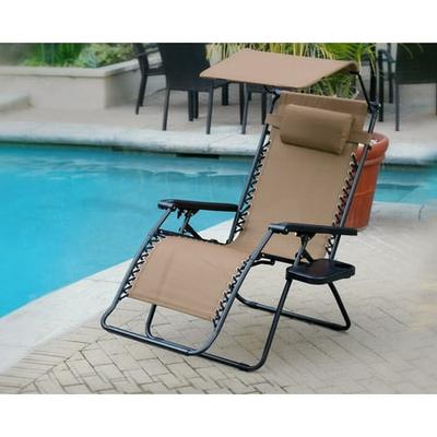 Jeco Gc12 Oversized Zero Gravity Chair With Sunshade And Drink Tray Tan On Walmart Accuweather Shop