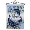 Breeze Decor GS104100-BO-02 Purple Butterflies Garden Friends Bugs & Frogs Impressions Decorative Vertical 13 x 18.5 Double Sided Flag Set Metal Wall Hanger Hardware