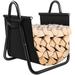 Costway Firewood Rack Log Holder W/ Canvas Tote Carrier for Fireplace Outdoor Backyard