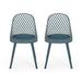 Noble House Lily Plastic Patio Dining Side Chair in Green (Set of 2)