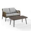 Crosley Furniture Haven 2Pc Outdoor Wicker Conversation Set in Gray & Brown
