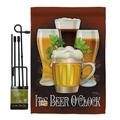 It s Beer O clock Happy Hour & Drinks Beverages Impressions Decorative Vertical 13 x 18.5 Double Sided Garden Flag Set Metal Pole Hardware