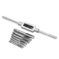 Romacci 8pcs Thread Metric Machine Hand Screw Thread Plug Taps Set M4 M5 M6 M8 M12 with 1pcs Adjustable Tap Wrench 1/16-1/2